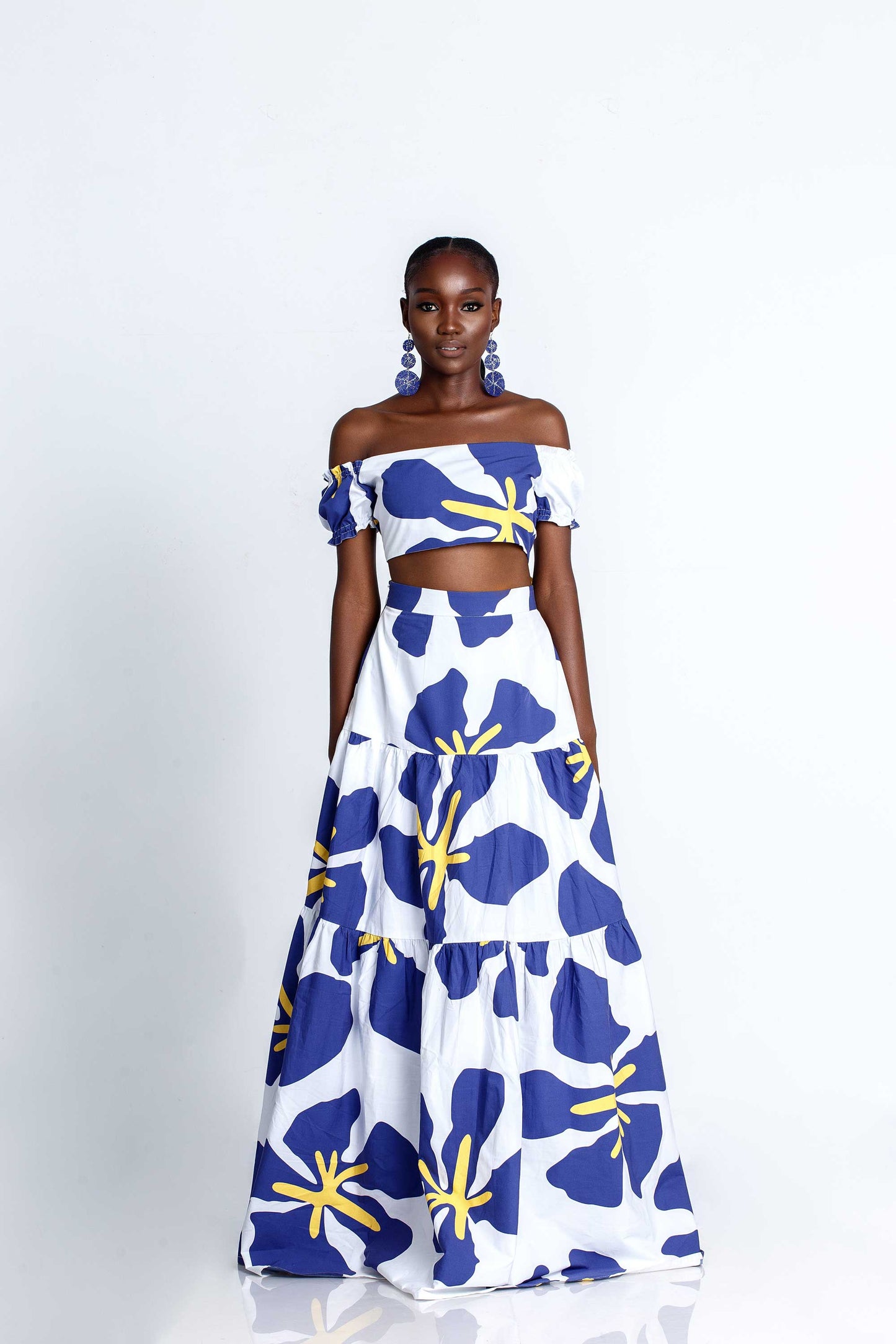 Florence Maxi skirt blue print in cotton Ladybyash19 Florence Maxi skirt blue print in cotton Ladybyash19